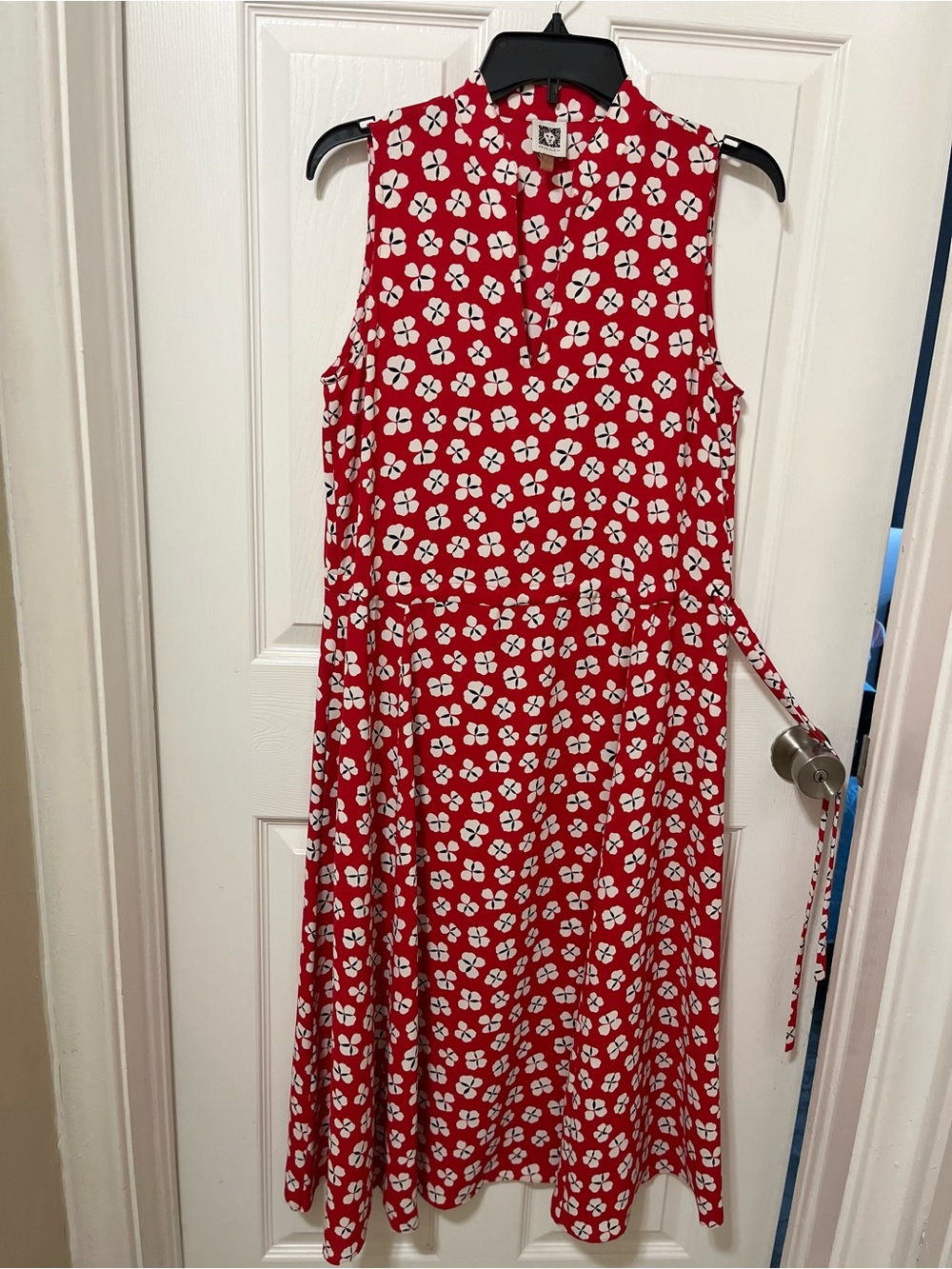Anne Klein Red Sleeveless Floral Midi Dress